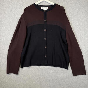 Vintage St. John Sport Collection Womens Large Colorblock Black Maeve Cardigan